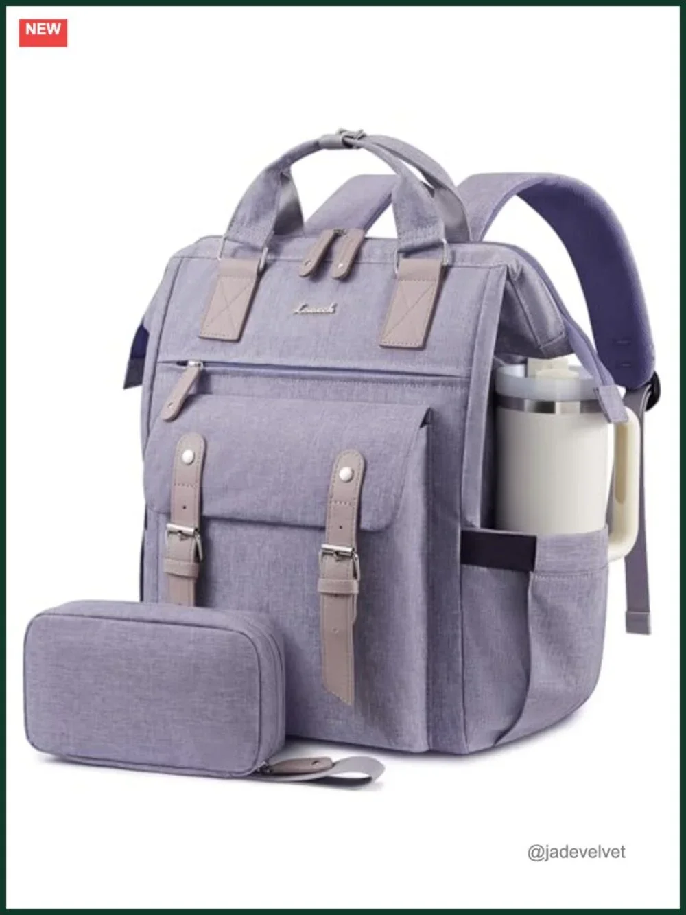 Laptop Backpack with 40oz Tumbler Holder, Anti-Theft, Padded 15.6